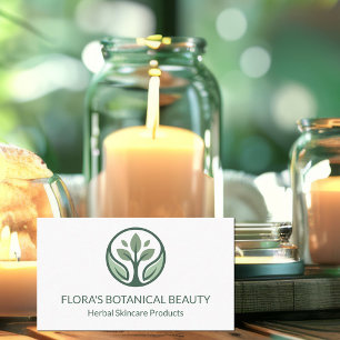 Natural Skincare Green Plant Beauty Products Spa Business Card