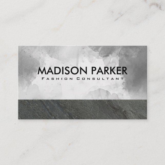Natural Slate Rock | Grey Watercolor  Business Card (Front)