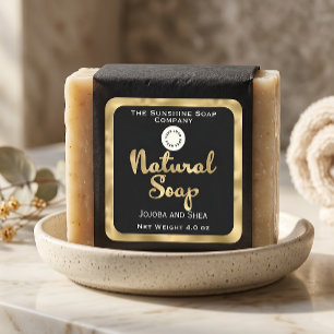 Natural soap label with logo - black & gold foil