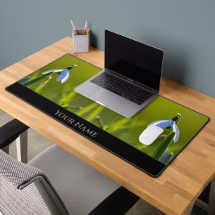 Natural spring flowers snowflake flower blossoms desk mat