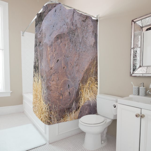 Natural Stone Petroglyph Shower Curtain (In Situ)