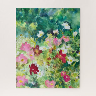 Natural Summer Garden of Cosmos Flowers Jigsaw Puzzle
