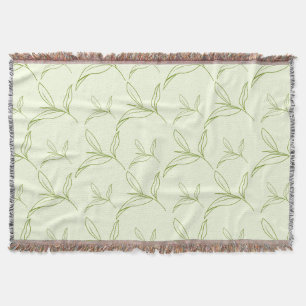 Natural Tea Leaf Mint Green Seamless Pattern Throw Blanket