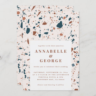 Natural terrazzo typography modern wedding announc announcement