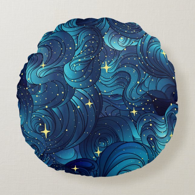 Natural texture. Decorative hand drawn doodle orna Round Cushion (Front)