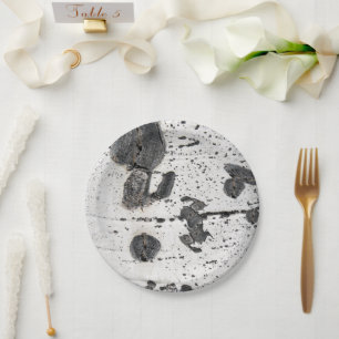 Natural Texture White Quaking Aspen Bark Photo Paper Plate