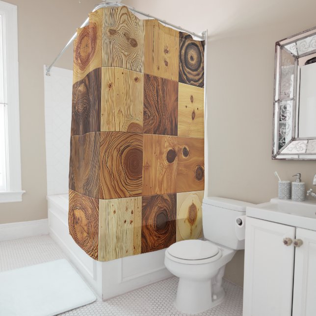 Natural Timber Shower Curtain (In Situ)