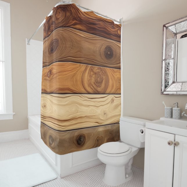 Natural Timber Shower Curtain (In Situ)