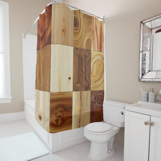 Natural Timber Shower Curtain (In Situ)