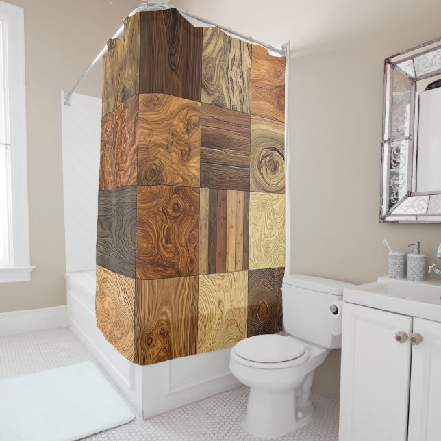 Natural Timber Shower Curtain (In Situ)