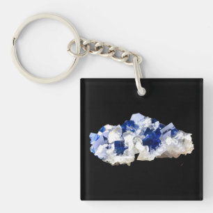Natural Transparent Deep Blue Flourite  Key Ring