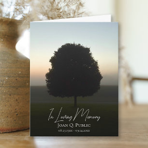 Natural Tree at Sunrise Funeral Memorial Sympathy Thank You Card