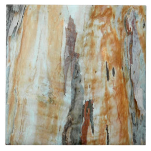 Natural tree bark colourful orange and grey ceramic tile