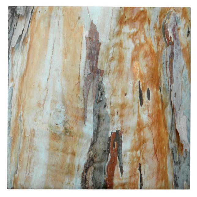 Natural tree bark colourful orange and grey pictur ceramic tile (Front)