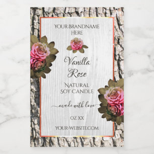 Natural Tree Bark Product Labels White Wood Grain