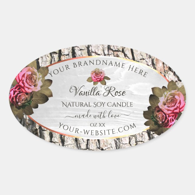 Natural Tree Bark Product Labels White Wood Grain (Front)