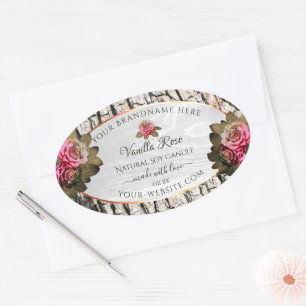 Natural Tree Bark Product Labels White Wood Grain