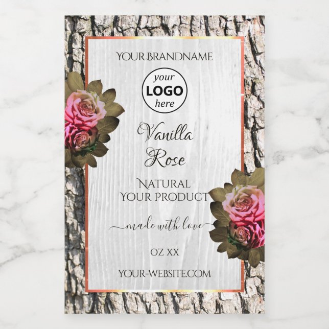 Natural Tree Bark White Wood Product Labels Logo (Single Label)