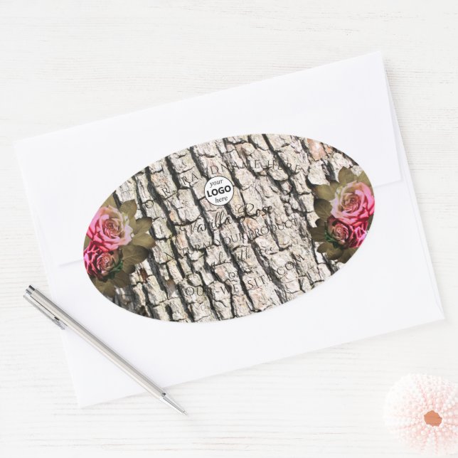 Natural Tree Bark White Wood Product Labels Logo (Envelope)