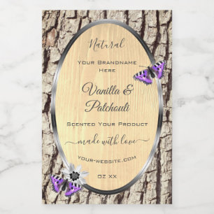 Natural Tree Bark with Wood Grain Product Labels