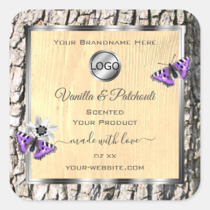 Natural Tree Bark Wood Grain Product Labels Logo