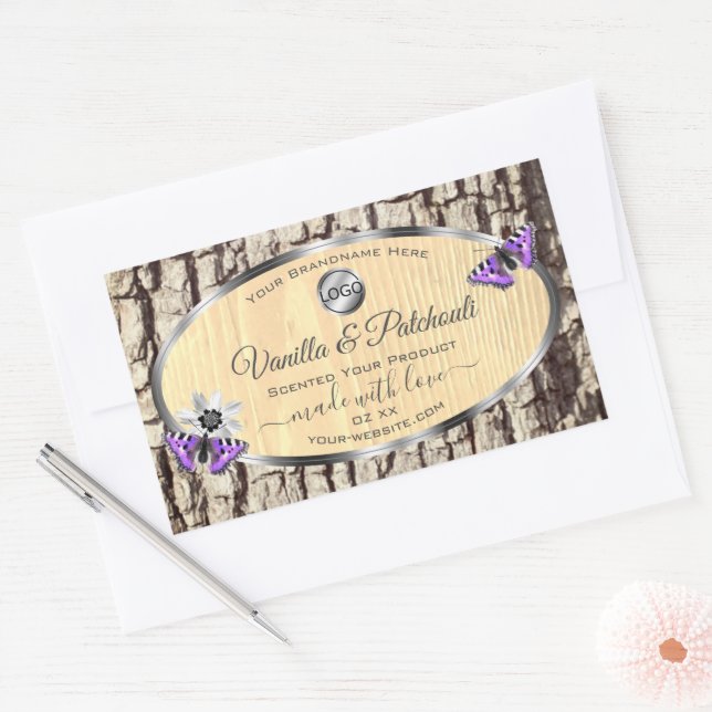 Natural Tree Bark Wood Grain Product Labels Logo (Envelope)