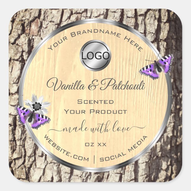 Natural Tree Bark Wood Grain Product Labels Logo (Front)