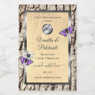 Natural Tree Bark Wood Grain Product Labels Logo