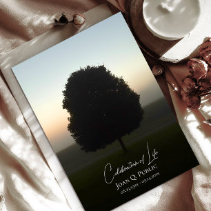 Natural Tree Sunrise Celebration of Life Funeral Invitation