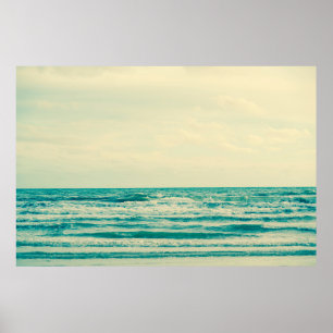 Natural tropical sea and beach with windy wave in  poster