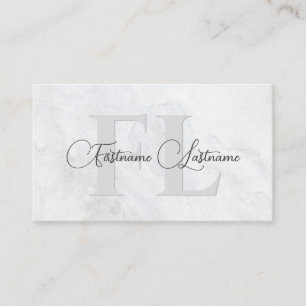 Natural white marble surface calligraphy monogram business card