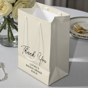 Natural White Minimalist Bridal Shower Thank You Medium Gift Bag