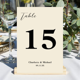 Natural White Minimalist Wedding Table Number