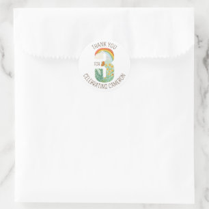 Natural Wonder Third Birthday Thank You Favour Classic Round Sticker