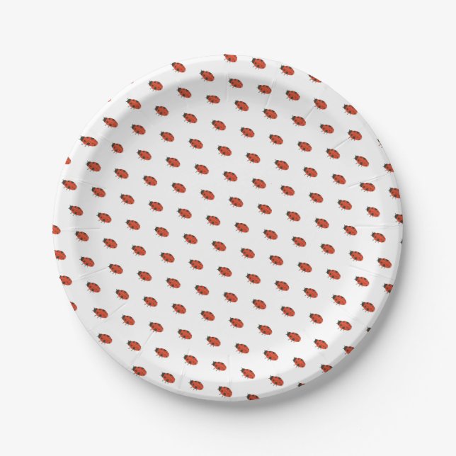 Natural Wonders Illustrated Ladybug Pattern Paper Plate (Front)