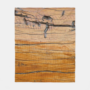 Natural wood background, wood slice and organic t fleece blanket