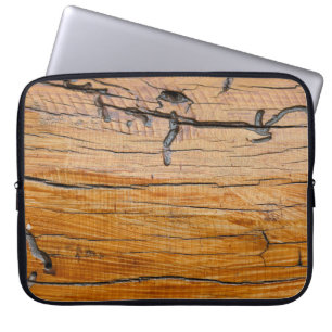 Natural wood background, wood slice and organic t laptop sleeve