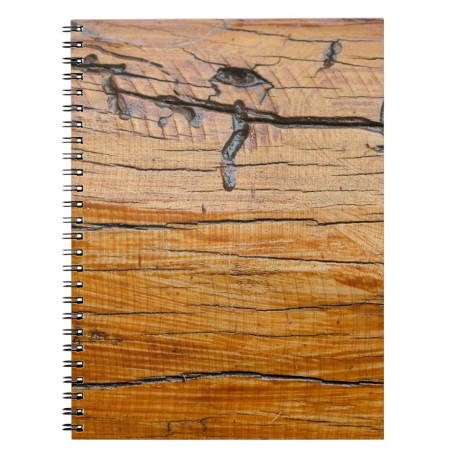 Natural wood background,  wood slice and organic t notebook (Front)
