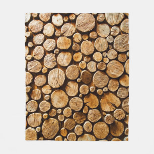 Natural Wood: Close-up Log Texture Fleece Blanket
