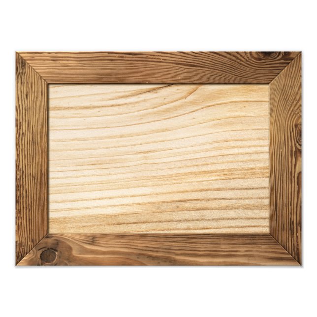 Natural Wood Frame With Wooden Plank Inside Photo Print (Front)