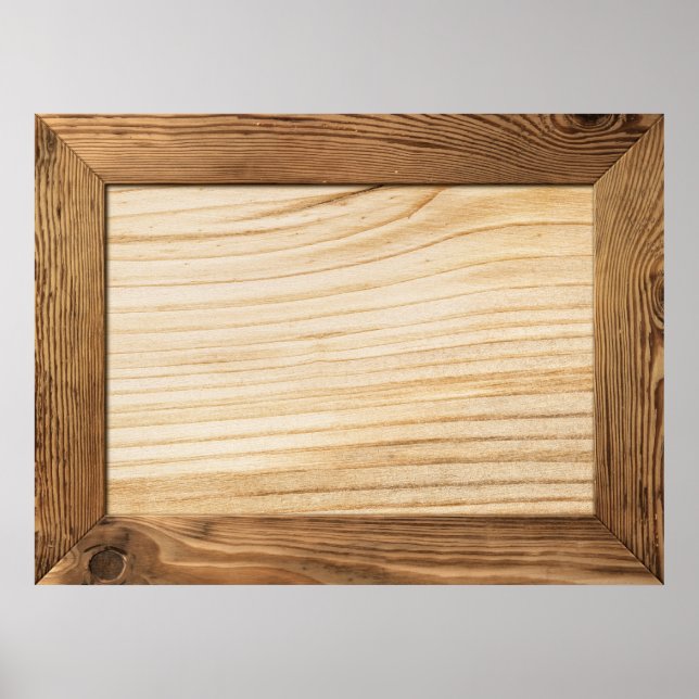 Natural Wood Frame With Wooden Plank Inside Poster (Front)