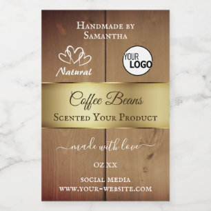 Natural Wood Grain Product Labels Gold Decor Logo