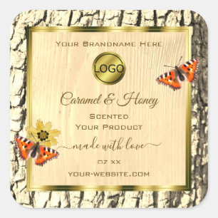 Natural Wood Grain Tree Bark Product Labels Logo