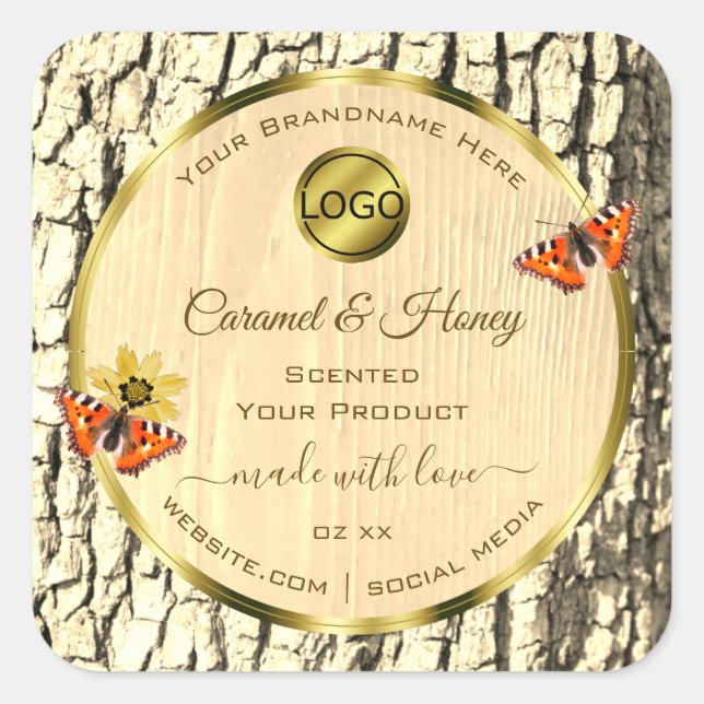 Natural Wood Grain Tree Bark Product Labels Logo (Front)