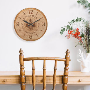 Natural Wood Slice Personalised Woodworking Shop Large Clock