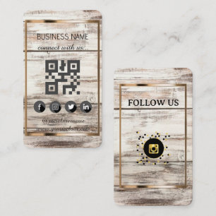 Natural wood style-Social Media QR Code   Business Card