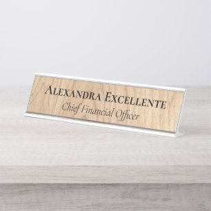 Natural Woodgrain Modern Custom Desk Name Plate