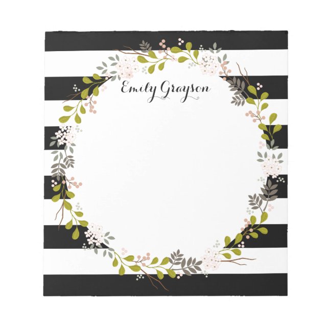 Natural Woodland Floral Personalised Notepad (Front)