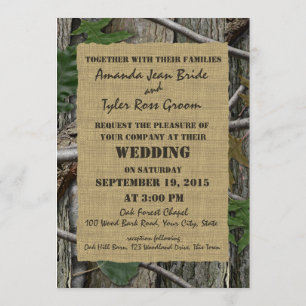 Natural Woods Tree Bark and Leaves Invitation