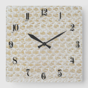 Natural woven pattern square wall clock